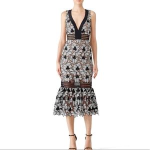 Nicole Miller Floral Lace Ruffle Dress